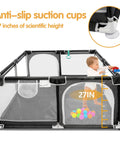 50x50 Inch Baby Playpen Play Yard Indoor Outdoor Gate For Toddlers And Babies, All View Mesh Design, with a toddler playing inside