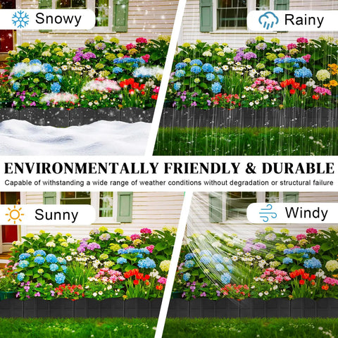 20 Ft Black Garden Edging Border Set With 20 Stakes 7.8 Inch High Landscape Edging For Flower Beds And Lawn Borders Durable PP Material Easy To Install Keeps Your Yard Neat With Clean Defined Lines in various weather conditions