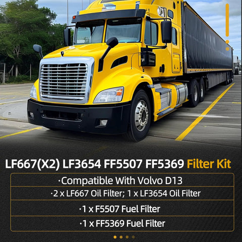 Volvo D13 Filter Kit Direct Replacement For Oil Change With OE Numbers 20972293 21707133 21707132 LF667 X2 LF3654 FF5507 FF5369