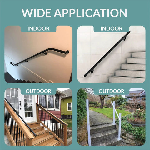 Outdoor Aluminum Handrail Kit For Stairs Decks And Porches Cut To Fit One And A Half Inch Round White Rail Wall Or Post Mount