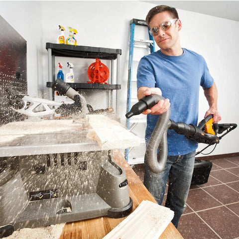 Man using cordless leaf blower for lawn care, ultra lightweight 2.7 lbs, 120 MPH air power, long nozzle for tight spaces indoors