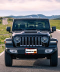 SUV in landscape with Blood Drop License Plate Frame With Blood Spatter Pattern For Front Or Rear Car Tags Stainless Steel Reusable