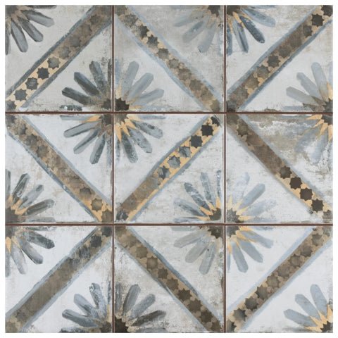 Harmonia Marrakech Blue 13x13 Ceramic Tile For Floor And Wall Use, Glazed With Subtle Texture And Low Sheen Design