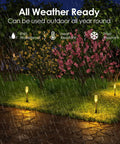 Outdoor 6 Pack LED Path Lights With No Fuss Plug And Play AC Plug In, 12V Low Voltage Landscape Lighting in rainy garden