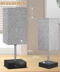 Gray Bedside Table Lamp With USB C And USB A Ports Three Color Temperature Settings For Warm Neutral And Daylight Ambience Ideal Nightstand Desk Light With Pull Chain And Bulb Included showing size comparison with another lamp.