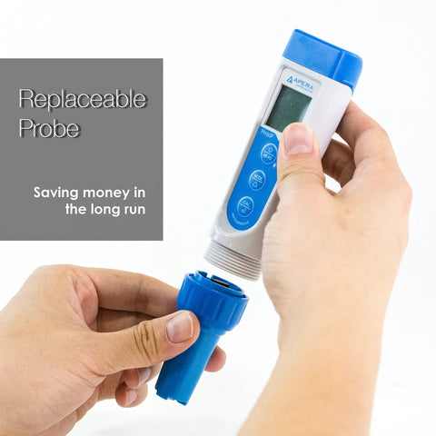 Waterproof EC60 Pocket Conductivity Tester Kit With Replaceable Platinum Black Sensor, Easy EC TDS Salinity Switch on handheld probe