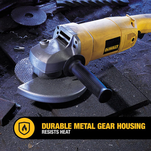 7 Inch Angle Grinder Kit With 13 Amp Motor And Carry Bag Includes Cutting Wheels, shown with durable metal gear housing.