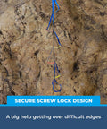 Four Step Nylon Aider Ladder With Tubular Webbing for Tree Work Rock Climbing shown hanging on rocky surface