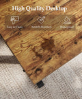 Top view of rustic brown finish Electric Standing Desk 48 Inch Height Adjustable Sit Stand Desk with water droplets on scratch-resistant surface.