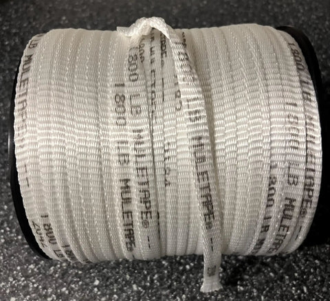 9/16 Inch Pull Tape Webbing 825 Feet Long 1800 Lb Tensile Polyester Mule Tape for Heavy Duty Lashing, Rope, and Strapping Easy Cut High Impact Spool Made in USA.