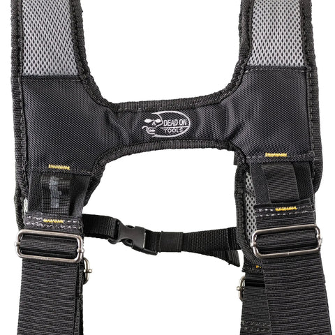 Close-up of black Pro Ballistic Suspension Rig for work with Infinity Tool Belt and LoadBear stretch comfort straps