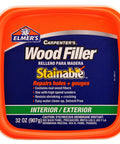 Stainable Wood Filler 32 Oz With Real Wood Fibers For Easy Sanding, Staining, And Painting, front packaging view