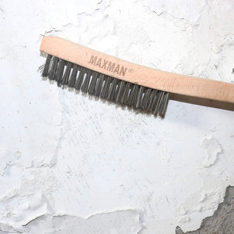 Heavy Duty Wire Brush Set With 14 Inch Beech Wood Handles For Beating Rust And Paint Removal, Carbon Steel Bristles