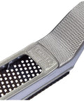 Close-up of metal body surform plane for precision shaping and smoothing, 11.8 inch hand tool with interchangeable blades, 300 mm length.