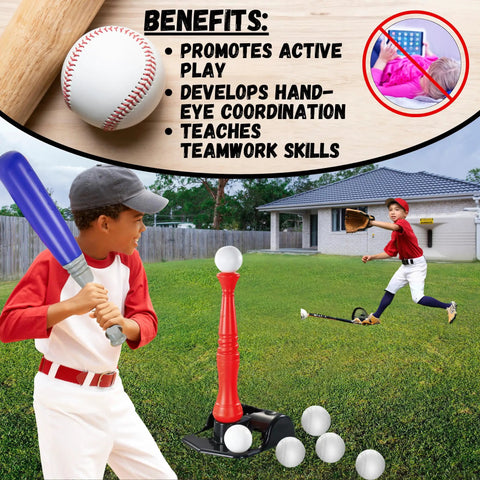 Kids Tball Set With Tee Oversized Bat And Six Oversized Balls For Ages 3 To 5 And Toddlers Easy Hit Practice Outdoor Play Toddler Sports Toy