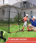 Portable Baseball And Softball Batting Cage Net With Frame For Backyard Practice, 13x10x8 ft, child practicing with coach