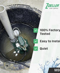 1/2 HP Cast Iron Sump Pump With LED Power Plug in a basement sump pit, submersible, factory tested, for flood prevention.