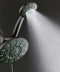 Antimicrobial Anti Clog 30 Setting High Pressure Rain Shower Head With Microban Nozzle Protection in use with water flow