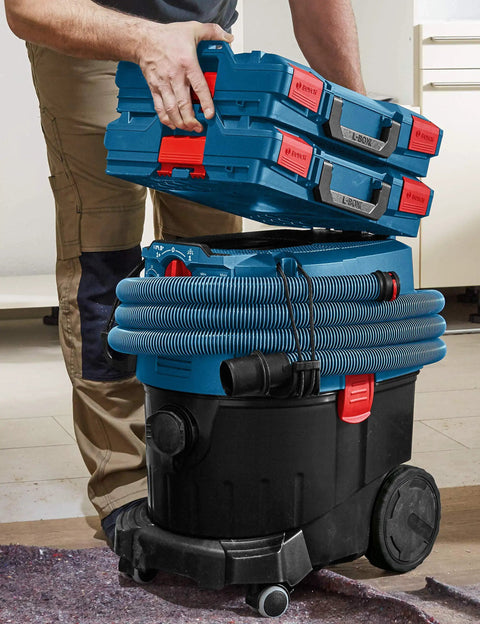 Stackable Tool Storage Case With 1-Click Lock, Top Front And Side Handles For Easy Transport, Quick Access Locking Clips, Built Tough