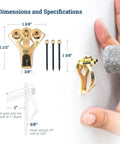 Heavy Duty Picture Hangers For Drywall And Plaster Walls, 75 Lb Earthquake Proof Hooks with dimensions and installation