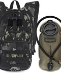 Rugged Tactical Hydration Pack With 2.5L Bladder, MOLLE System Backpack, camouflage design