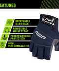 Tough As Nails Fingerless Work Gloves For Men And Women Featuring Padded Palms Rock Solid Knuckle Protection And Exposed Fingertips For Straight Up Precision Control In X Large with breathable mesh and adjustable strap.