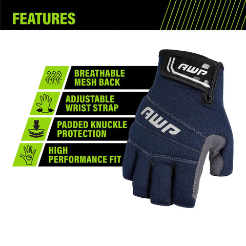 Tough As Nails Fingerless Work Gloves For Men And Women Featuring Padded Palms Rock Solid Knuckle Protection And Exposed Fingertips For Straight Up Precision Control In X Large with breathable mesh and adjustable strap.