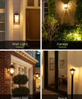 Outdoor lighting examples: wall, garage, patio, and porch with Dusk To Dawn Sensor LED Bulbs 6W A19 Outdoor Lighting 500 Lumens 2700K.