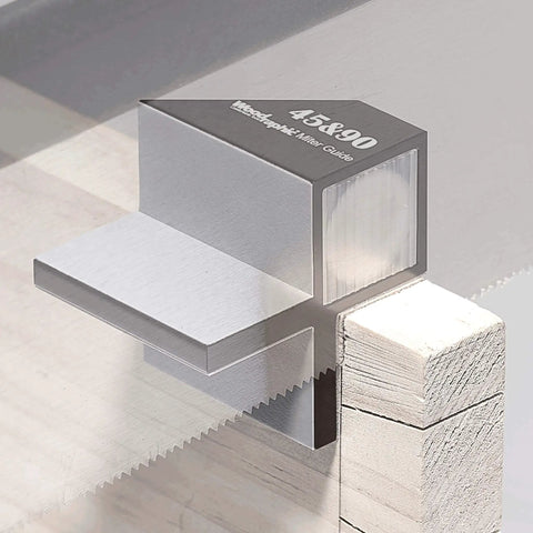 Heavy Duty Aluminum Dovetail Saw Guide With One To Eight Hardwood Angle And Knockout Magnetic Layout Tool For Right On Point Marks In Hand Cut Joinery And Top Shelf Woodworking Builds mounted on wood for precise cuts.