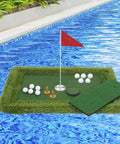 Floating Golf Green Set For Poolside Fun And Outdoor Play With Chipping Mat And Training Accessories, green floating on water