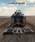 Heavy Duty Tow Behind Workhorse Harrow Rake For Driveways And Lawns, 4 Foot Drag Lawn Grader attached to tractor leveling soil