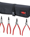 Circlip Snap Ring Pliers Set 4 Piece In Pouch Includes Internal Straight Pliers For Bore Holes And External Pliers For Shafts