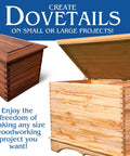 Dovetail Jig Add On Template Features Heavy Duty Extension Tabs For Hauling Massive Jobs With Ease And Works Wonders On Extra Large Pieces Securely Locks Into Your Peachtree Dovetail Jig Mast Setup Today, shown with two wooden boxes.