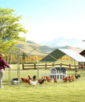 Spacious Outdoor Chicken Coop With Run For 1 To 2 Chickens, Weatherproof Hen House With Nesting Box And Removable Tray, elevated in farm