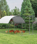 Heavy Duty 12.5 Foot Metal Chicken Coop With Galvanized Walk In Run And Waterproof PE Cover Dome Shaped Poultry Cage in backyard