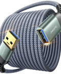 Long Reach Usb Extension Cable Male To Female Extender Cord delivering fast Usb 3.0 sync, 10 ft, braided design.