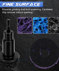 Wheel Hub Cleaning Kit With 15 Cleaning Pads, Holder And Adapter For Power Drill Or Half Inch Impact Wrenches, pad textures shown