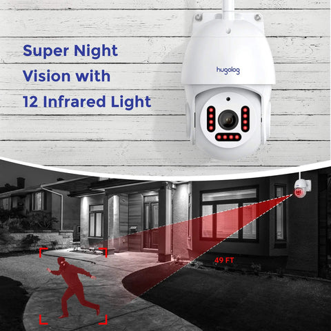 1080P WiFi Outdoor Security Cam With Motion Alerts Two Way Audio Infrared Night Vision Waterproof Shield SD Card Slot Or Cloud Storage Compatible With Alexa Real Time Mobile Alerts And Live View