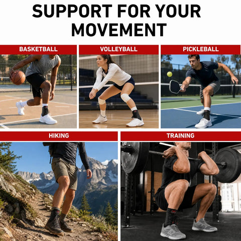 Adjustable Lace Up Ankle Brace For Women And Men, Sprained Ankle Support And Injury Recovery, displayed in sports activities