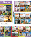 World Cultures Poster Set 12 Pack For Classrooms Multicultural Social Studies Decor That Boosts Middle And High School Vibe Flags National Animals Foods Landscapes And Diverse Cultural Learning Materials, 12 laminated posters featuring cultural elements from 12 countries, 11x14 inches.