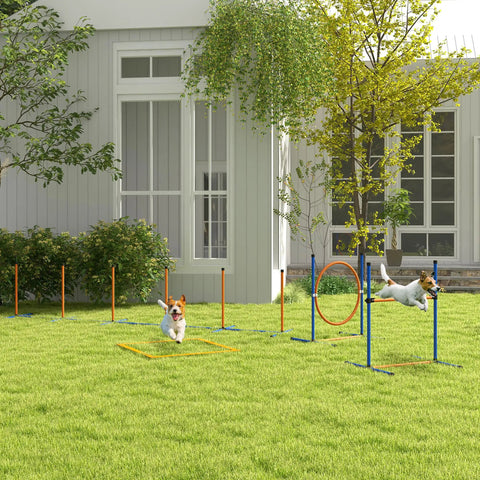 Pro Grade Dog Agility Gear Kit For Backyard Training With Weave Poles, Pause Box, Adjustable Hurdle, Jumping Ring, And Toy Balls