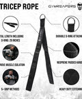 Ultimate Tricep Rope Attachment With Built In Three Lengths, Multi Grip Cable For Triceps, Biceps, Back And Shoulders