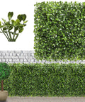 12 Pack 10 By 10 Inch Boxwood Panels Artificial Grass Wall Backdrop for Indoor Outdoor Gardens Fences Backyards, greenery view
