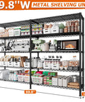 Heavy Duty Five Tier Storage Shelving Unit With Extra Wide 69.8 Inch Wire Rack Holds Up To 1600 Lbs Total Perfect For Garage Workshop Home Storage And Warehouse Organization, 69.8-inch black metal wire shelf
