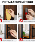 Step-by-step installation guide for Self Adhesive Cabinet Handles 5.83 Inch Black Zinc Alloy Drawer Pulls, no drilling required