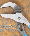 Close-up of 16 Inch Tongue And Groove Pliers With Laser Heat Treated Teeth For A Super Grippy Hold Heavy Duty Channel Locks
