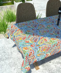 Outdoor Rectangle Tablecloth With Umbrella Hole And Zipper Water Repellent And Fade Resistant 60 By 84 Inch Paisley Multi Oblong Table Cover For All Weather Patio Dining set on outdoor table