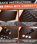 Usage instructions for Hole Punch Kit For Leather Belts And Crafts Six Sizes Carbon Steel Punches with diagram steps