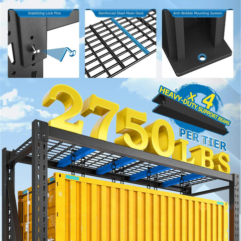Rock Solid Industrial Storage Shelves 2 Pack 8250 Pound Capacity Heavy Duty 3 Tier Adjustable Metal Rack For Garage Warehouse Workshop And Ultimate Home Storage Needs