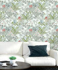 Living room with Boho Floral Peel And Stick Wallpaper Self Adhesive Contact Paper Waterproof For Bathrooms And Cabinets